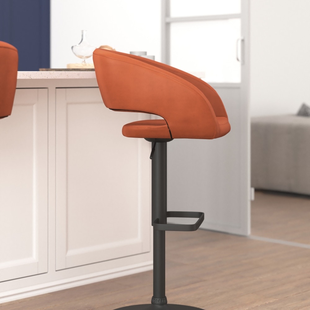 Tabouret de bar moderne rembourré et à hauteur réglable avec dossier arrondi