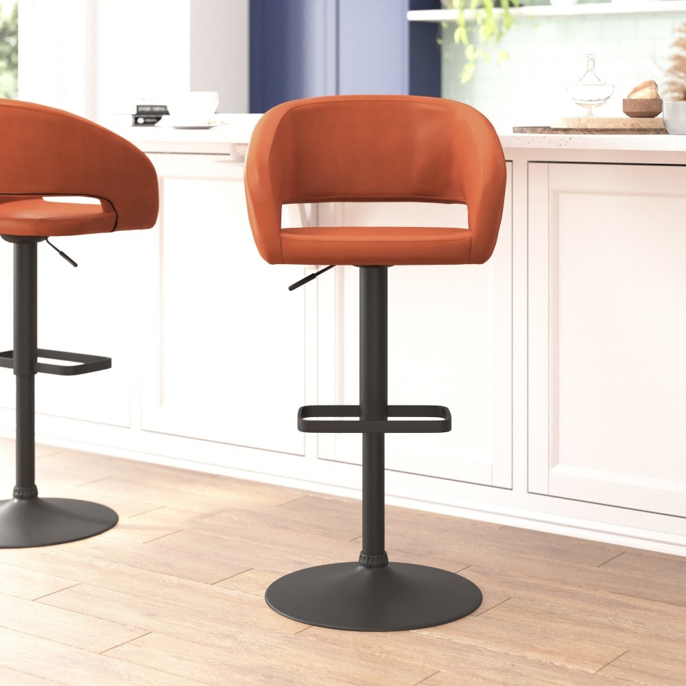 Tabouret de bar moderne rembourré et à hauteur réglable avec dossier arrondi