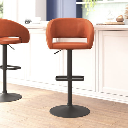 Tabouret de bar moderne rembourré et à hauteur réglable avec dossier arrondi