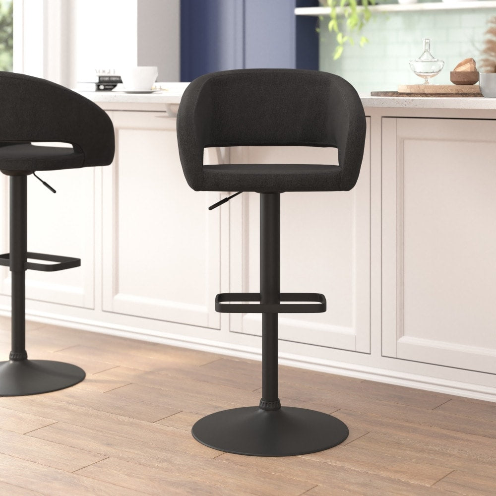 Tabouret de bar moderne rembourré et à hauteur réglable avec dossier arrondi