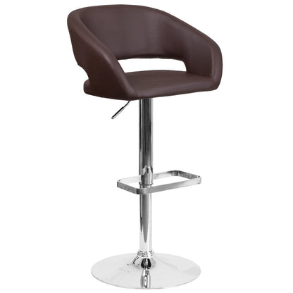 Tabouret de bar moderne rembourré et à hauteur réglable avec dossier arrondi
