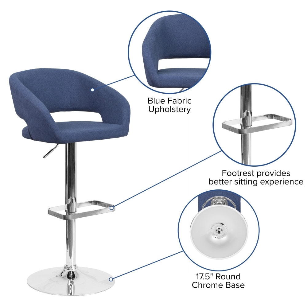 Tabouret de bar moderne rembourré et à hauteur réglable avec dossier arrondi