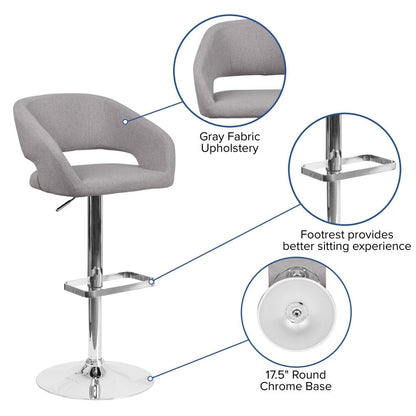 Tabouret de bar moderne rembourré et à hauteur réglable avec dossier arrondi
