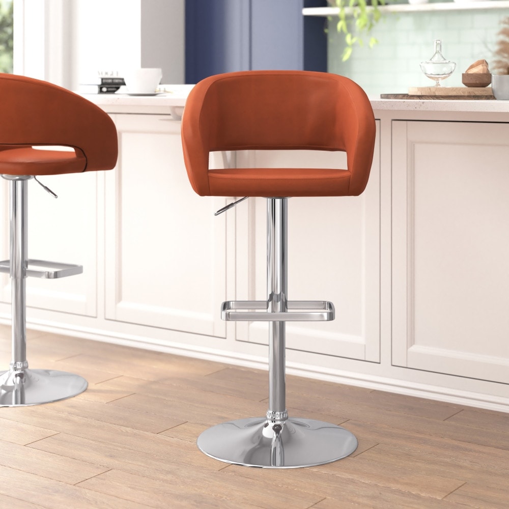 Tabouret de bar moderne rembourré et à hauteur réglable avec dossier arrondi