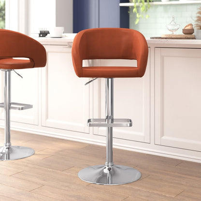 Tabouret de bar moderne rembourré et à hauteur réglable avec dossier arrondi