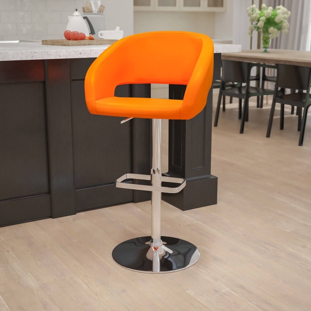 Tabouret de bar moderne rembourré et à hauteur réglable avec dossier arrondi