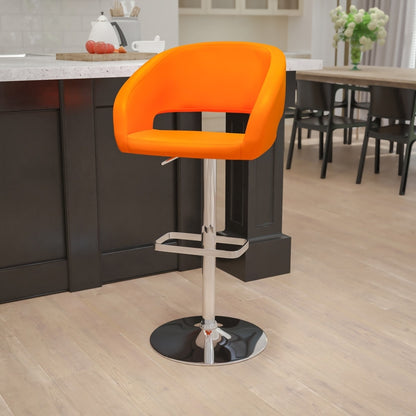 Tabouret de bar moderne rembourré et à hauteur réglable avec dossier arrondi