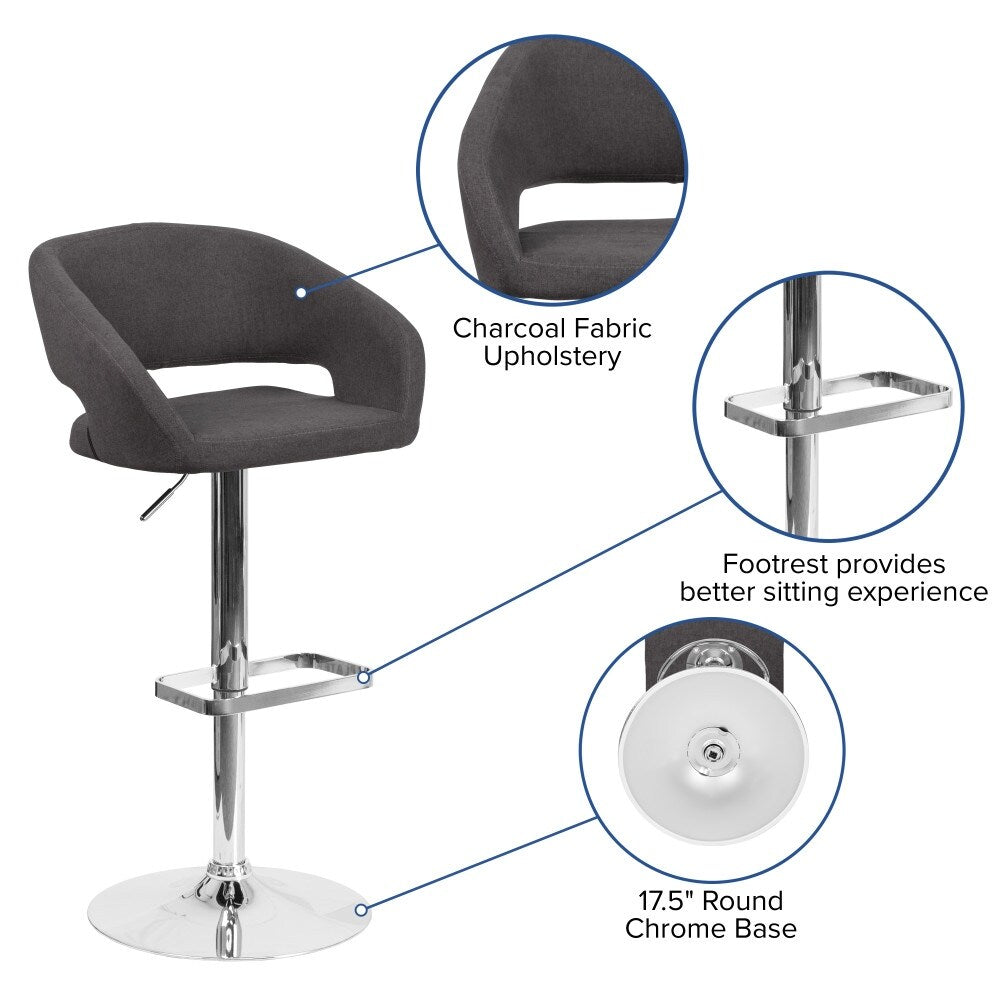 Tabouret de bar moderne rembourré et à hauteur réglable avec dossier arrondi