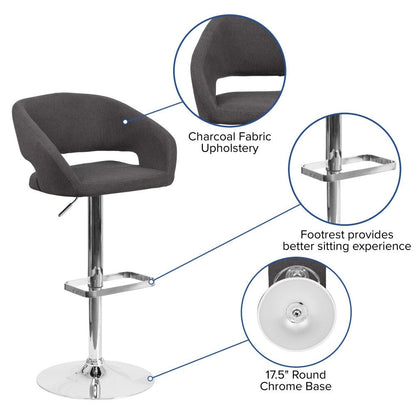 Tabouret de bar moderne rembourré et à hauteur réglable avec dossier arrondi