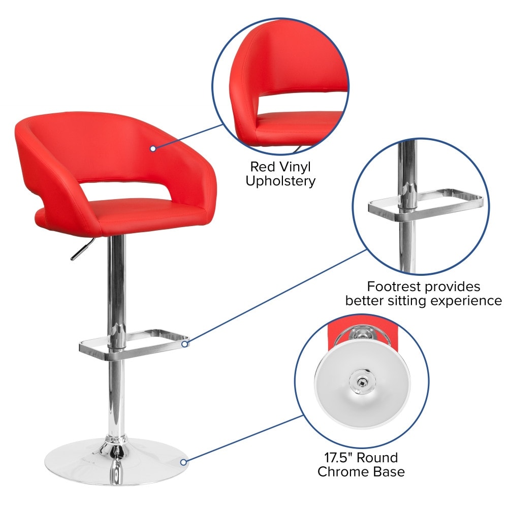 Tabouret de bar moderne rembourré et à hauteur réglable avec dossier arrondi