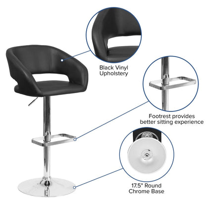 Tabouret de bar moderne rembourré et à hauteur réglable avec dossier arrondi
