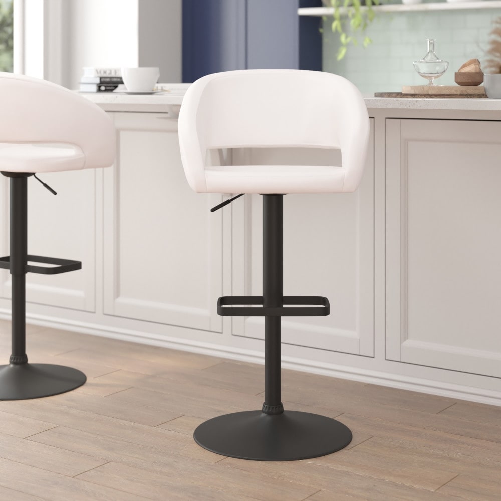 Tabouret de bar moderne rembourré et à hauteur réglable avec dossier arrondi
