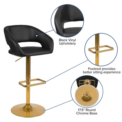 Tabouret de bar moderne rembourré et à hauteur réglable avec dossier arrondi