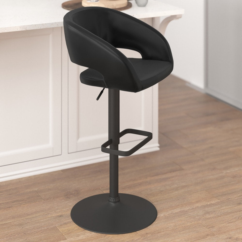 Tabouret de bar moderne rembourré et à hauteur réglable avec dossier arrondi