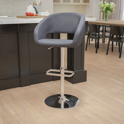 Tabouret de bar moderne rembourré et à hauteur réglable avec dossier arrondi