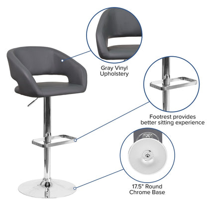 Tabouret de bar moderne rembourré et à hauteur réglable avec dossier arrondi