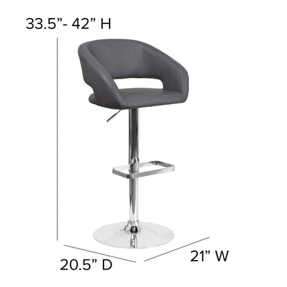 Tabouret de bar moderne rembourré et à hauteur réglable avec dossier arrondi