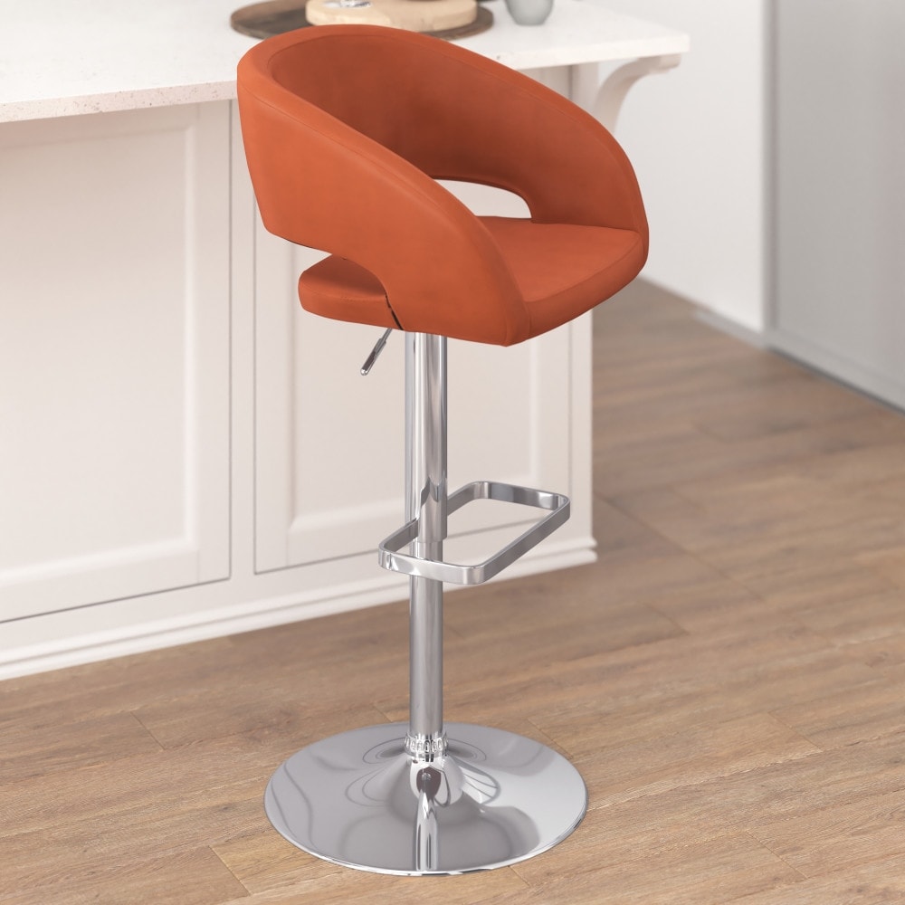 Tabouret de bar moderne rembourré et à hauteur réglable avec dossier arrondi