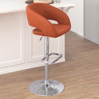 Tabouret de bar moderne rembourré et à hauteur réglable avec dossier arrondi