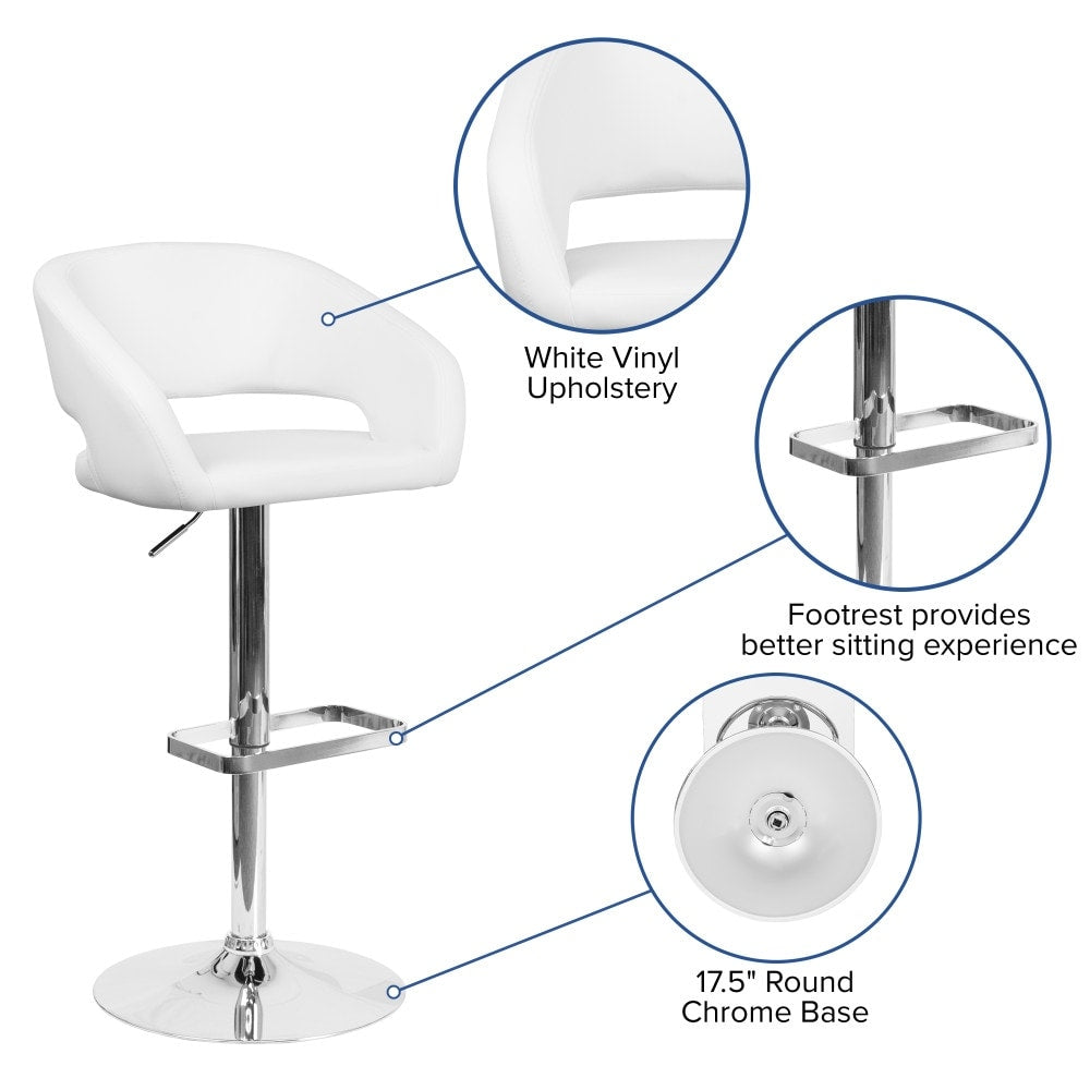 Tabouret de bar moderne rembourré et à hauteur réglable avec dossier arrondi