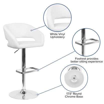 Tabouret de bar moderne rembourré et à hauteur réglable avec dossier arrondi