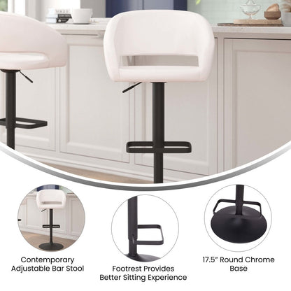 Tabouret de bar moderne rembourré et à hauteur réglable avec dossier arrondi
