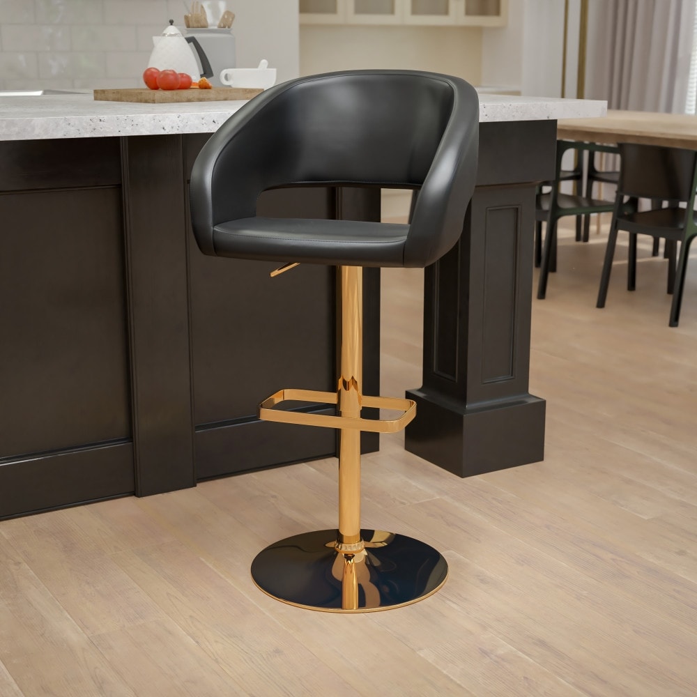 Tabouret de bar moderne rembourré et à hauteur réglable avec dossier arrondi