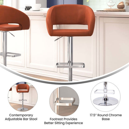 Tabouret de bar moderne rembourré et à hauteur réglable avec dossier arrondi