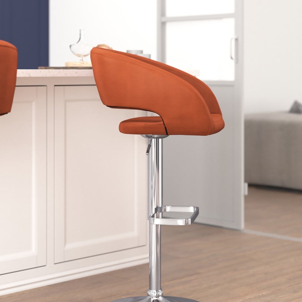 Tabouret de bar moderne rembourré et à hauteur réglable avec dossier arrondi