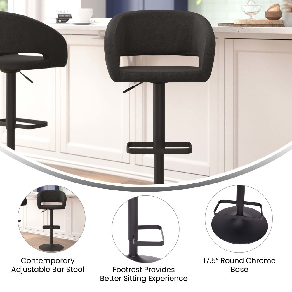 Tabouret de bar moderne rembourré et à hauteur réglable avec dossier arrondi