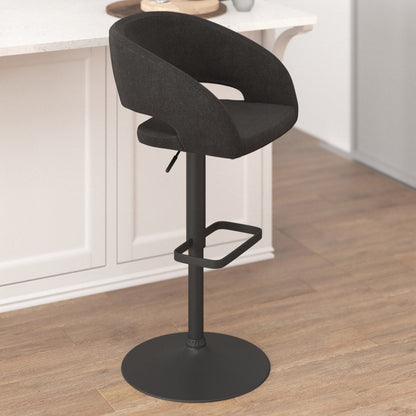 Tabouret de bar moderne rembourré et à hauteur réglable avec dossier arrondi