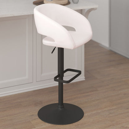 Tabouret de bar moderne rembourré et à hauteur réglable avec dossier arrondi