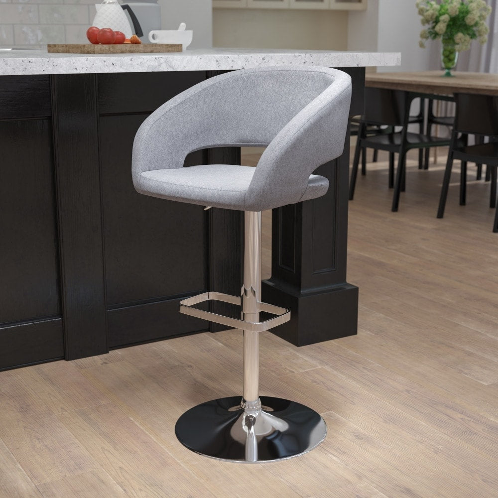 Tabouret de bar moderne rembourré et à hauteur réglable avec dossier arrondi