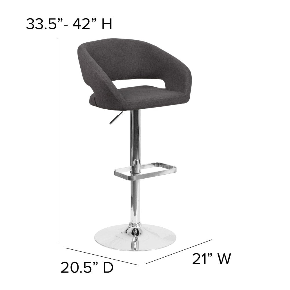 Tabouret de bar moderne rembourré et à hauteur réglable avec dossier arrondi