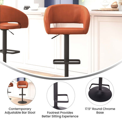 Tabouret de bar moderne rembourré et à hauteur réglable avec dossier arrondi