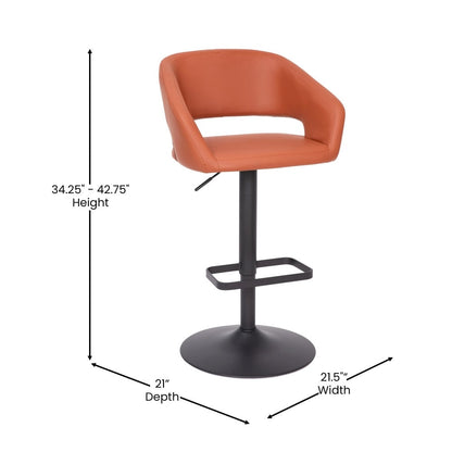 Tabouret de bar moderne rembourré et à hauteur réglable avec dossier arrondi