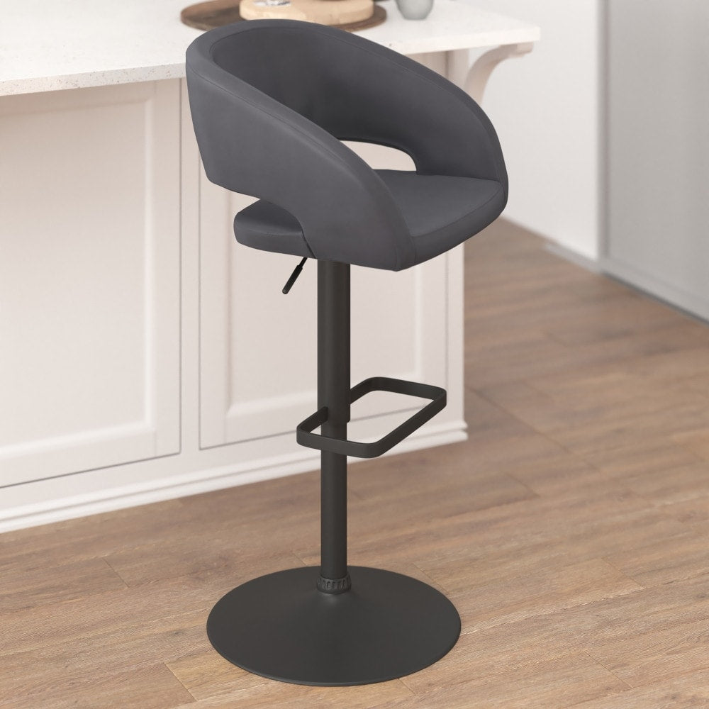 Tabouret de bar moderne rembourré et à hauteur réglable avec dossier arrondi