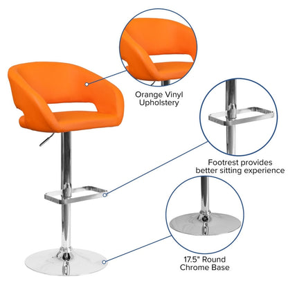 Tabouret de bar moderne rembourré et à hauteur réglable avec dossier arrondi