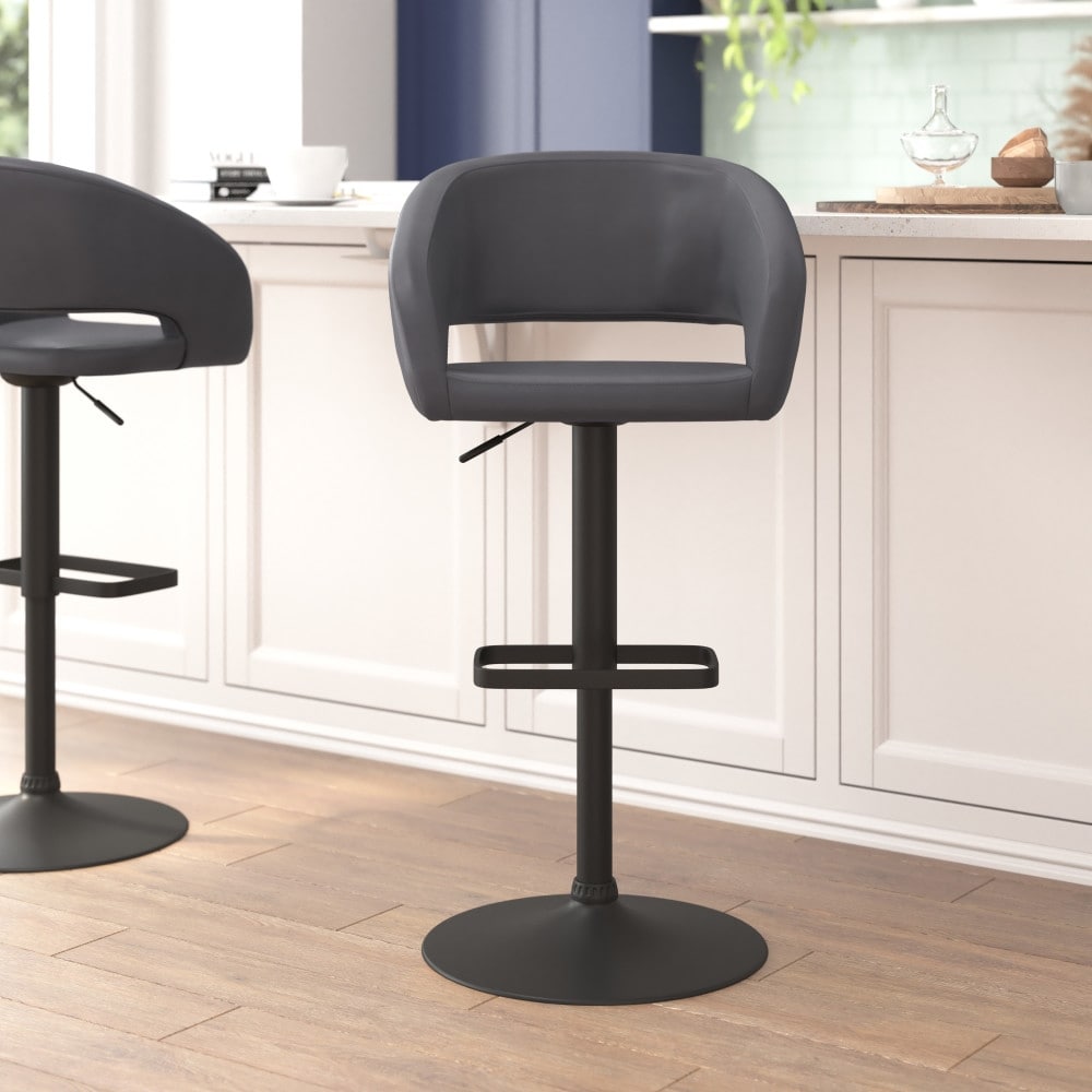 Tabouret de bar moderne rembourré et à hauteur réglable avec dossier arrondi