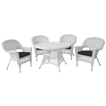 Ensemble de salle à manger en osier synthétique blanc, 5 pièces