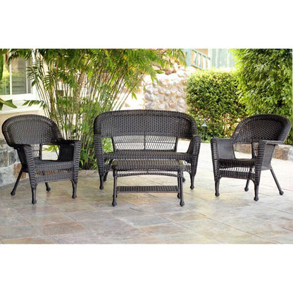 Ensemble de salon en osier pour terrasse, 4 pièces