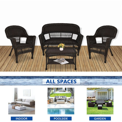 Ensemble de salon en osier pour terrasse, 4 pièces