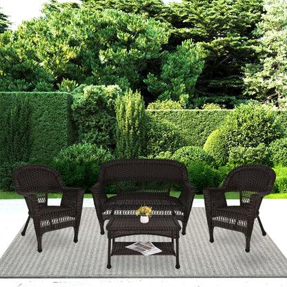 Ensemble de salon en osier pour terrasse, 4 pièces