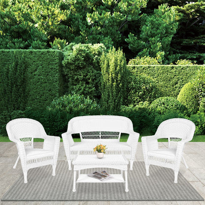 Ensemble de salon en osier pour terrasse, 4 pièces