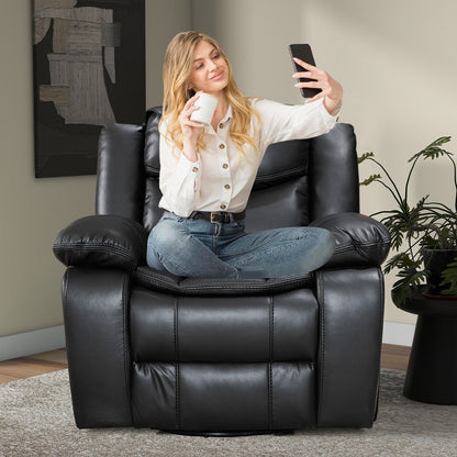 Fauteuil inclinable à large assise en cuir durable avec massage et chauffage.