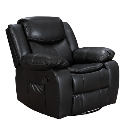 Fauteuil inclinable à large assise en cuir durable avec massage et chauffage.
