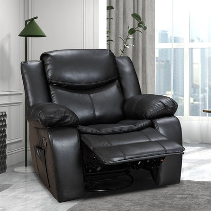 Fauteuil inclinable à large assise en cuir durable avec massage et chauffage.
