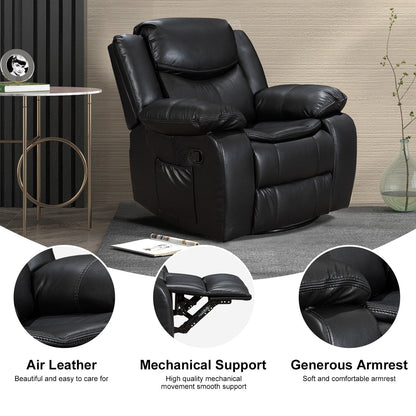 Fauteuil inclinable à large assise en cuir durable avec massage et chauffage.