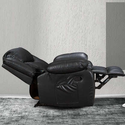 Fauteuil inclinable à large assise en cuir durable avec massage et chauffage.
