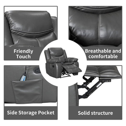 Fauteuil inclinable à large assise en cuir durable avec massage et chauffage.